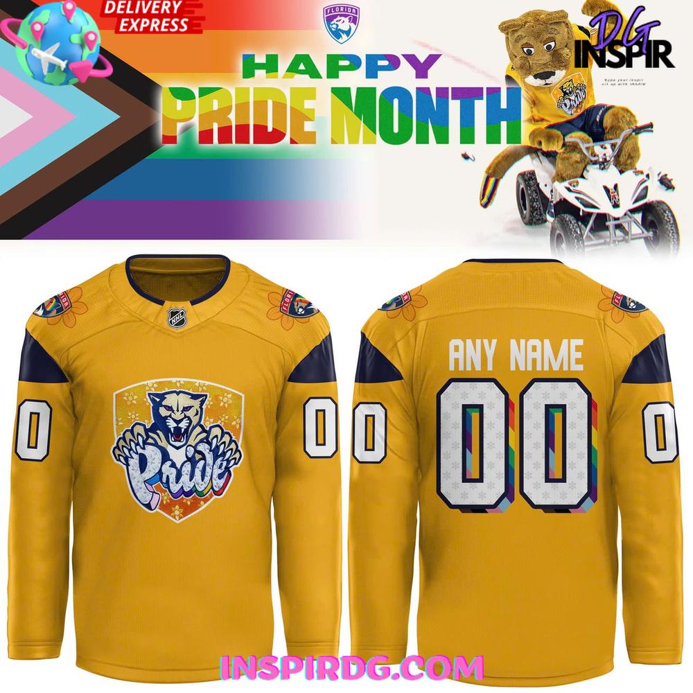 2025 Florida Panthers Pride Month Special Gold Jersey