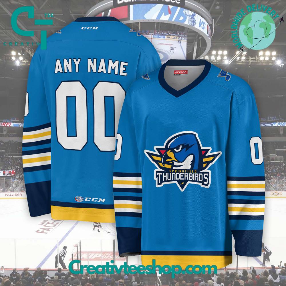 Ahl Springfield Thunderbirds 2024 Blue Hockey Jersey