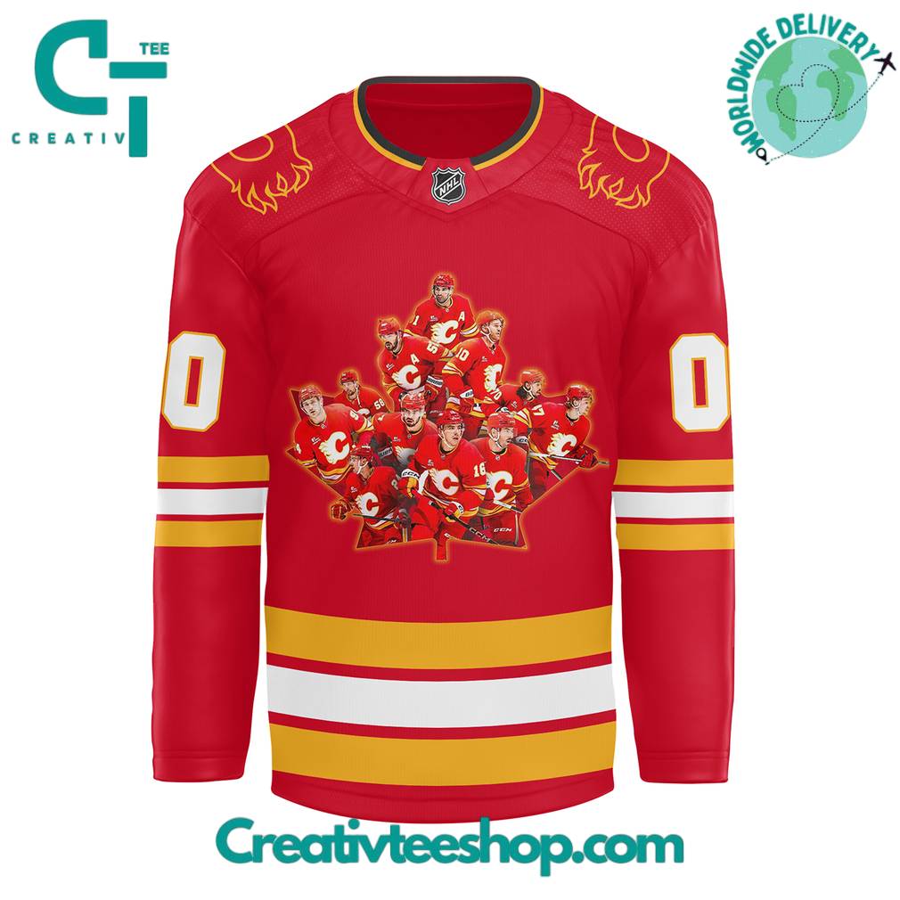 Calgary Flames 2025 Canada Day Custom Hockey Jersey