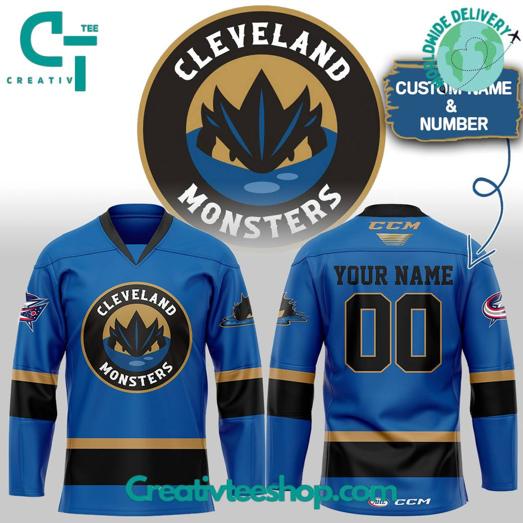 Cleveland Monsters Personalized Blue Hockey Jersey