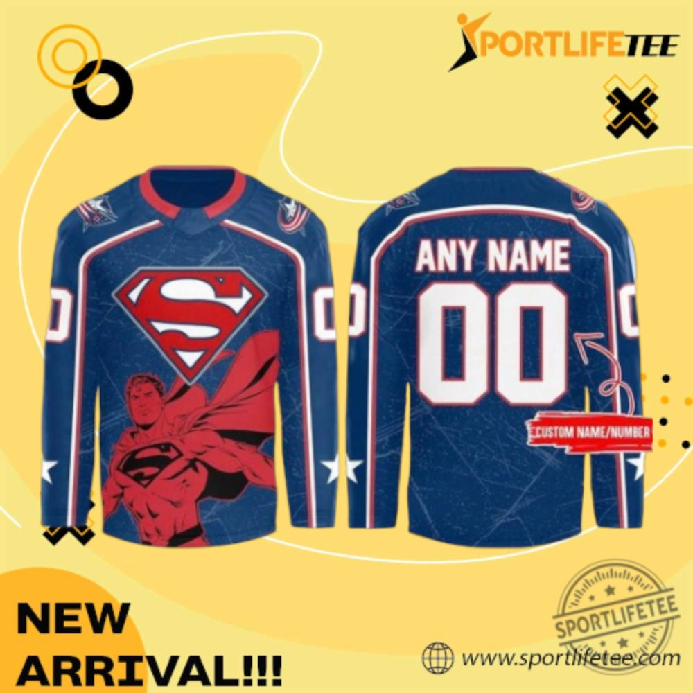 Columbus Blue Jackets 2025 Superman Hero Night Hockey Jersey