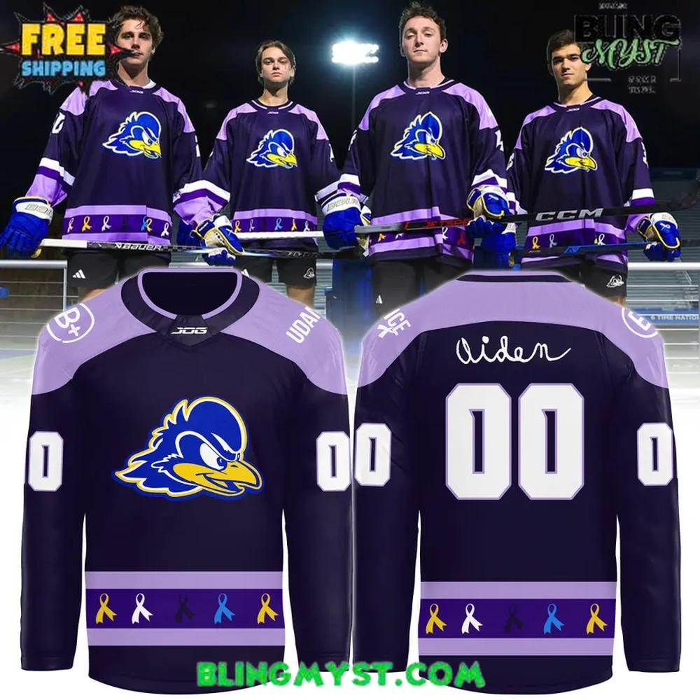 Delaware Blue Hens Fights Cancer Special Hockey Jersey
