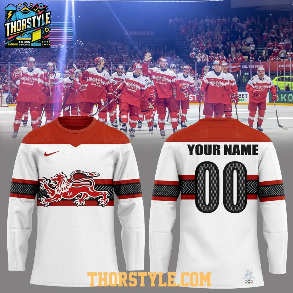 Denmark Team 2026 Olympic Celebrate Personalized Hockey Jersey White