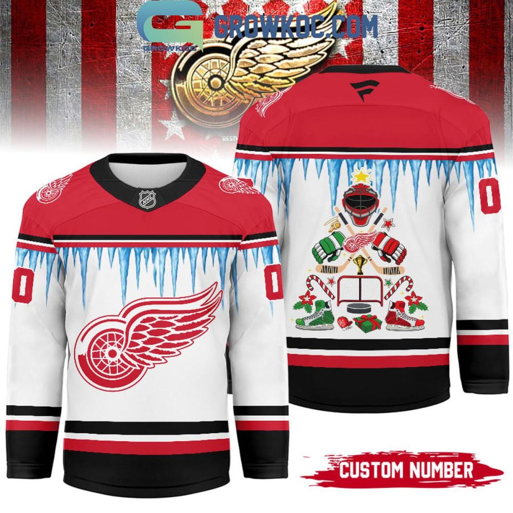 Detroit Red Wings Christmas Tree Custom Hockey Jersey