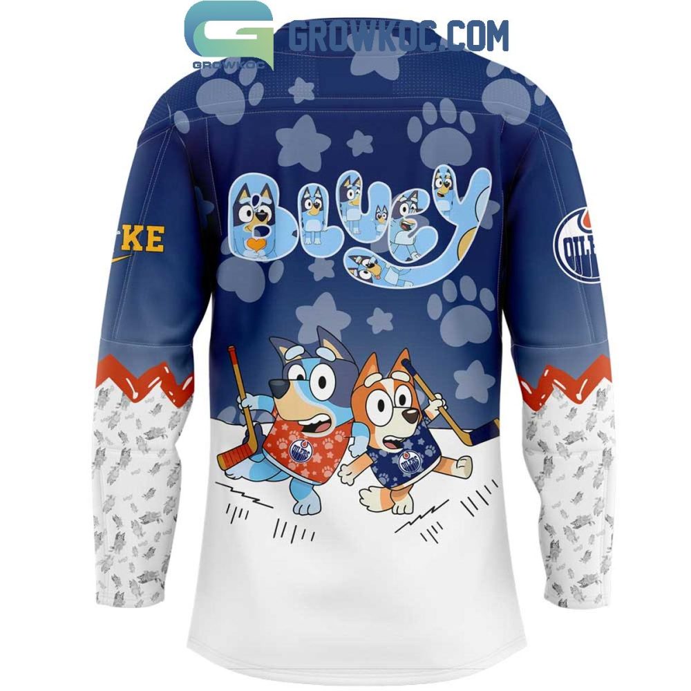 Edmonton Oilers Bluey And Bingo 2025 Hockey Jersey