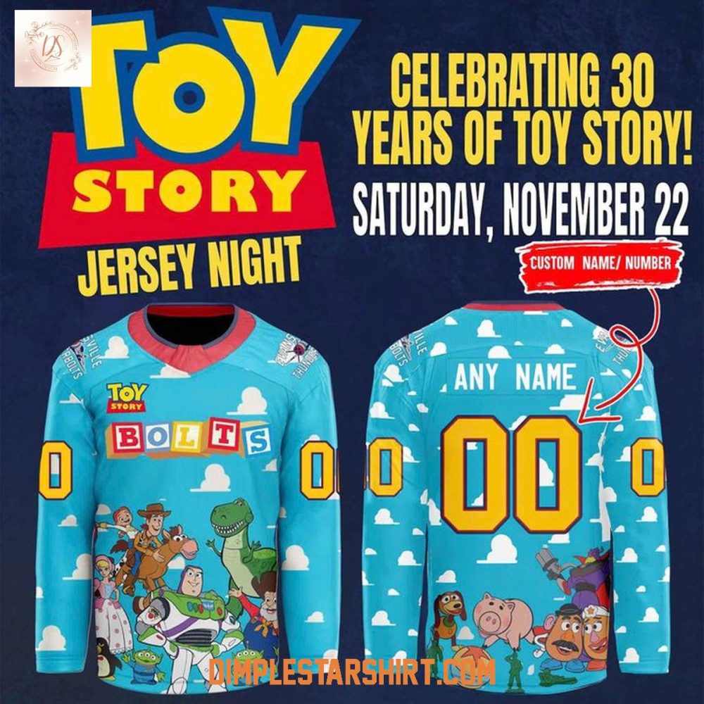 Evansville Thunderbolts Celebrating 30 Years Of Toy Story Hockey Jersey