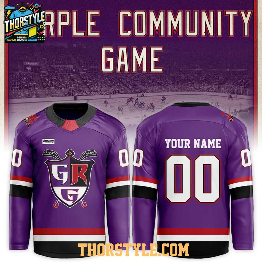 Grand Rapids Griffins Purple Community Night 2026 Personalized Hockey Jersey