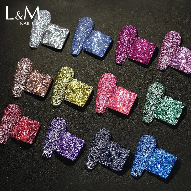 15ml Disco Laser Gel Nail Polish Super Shiny Reflective Color UV Nail Gel Glitter Phototherapy Flash Gellak Nail Art