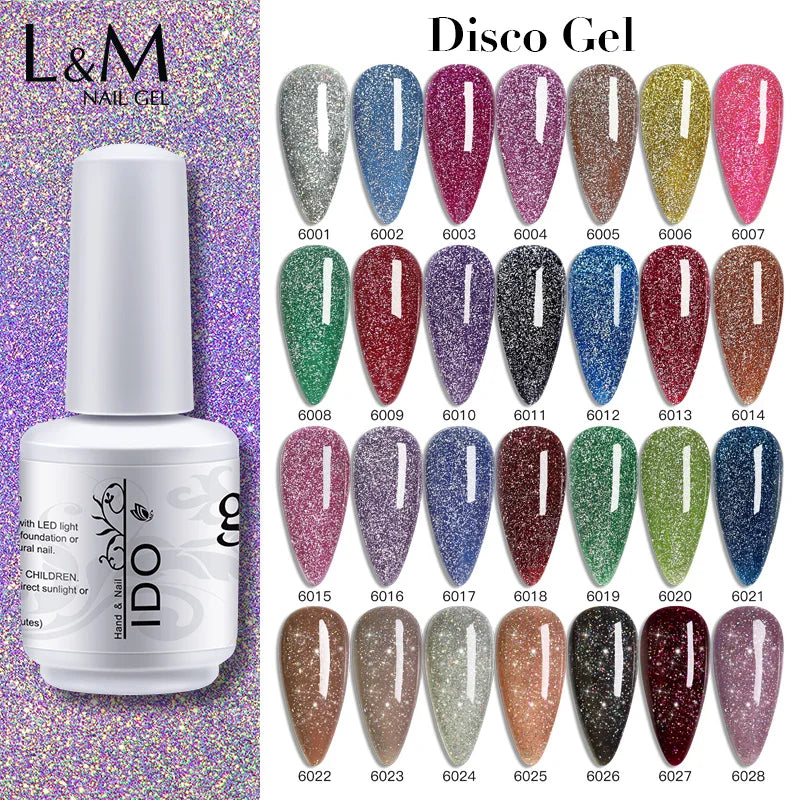15ml Disco Laser Gel Nail Polish Super Shiny Reflective Color UV Nail Gel Glitter Phototherapy Flash Gellak Nail Art