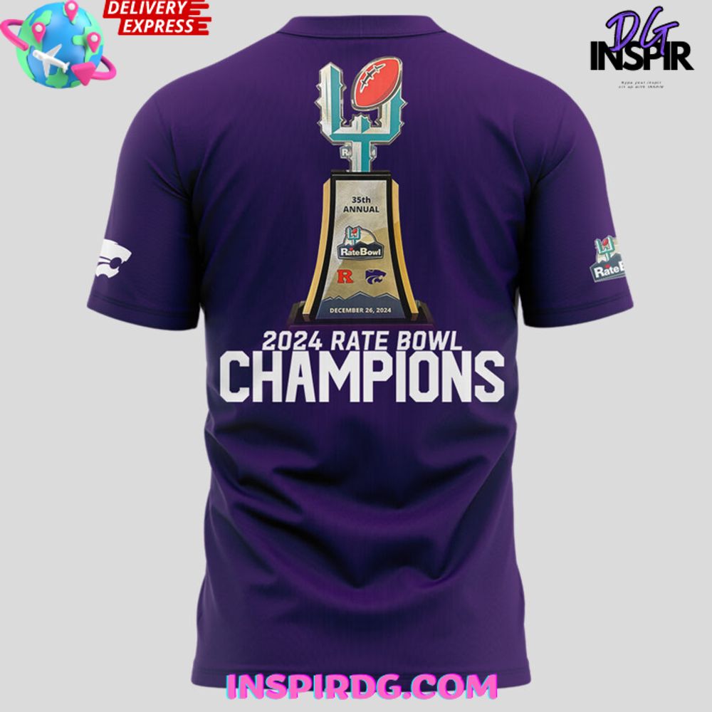 Kansas State Wildcats 2024 Rate Bowl Champions Purple T-Shirt