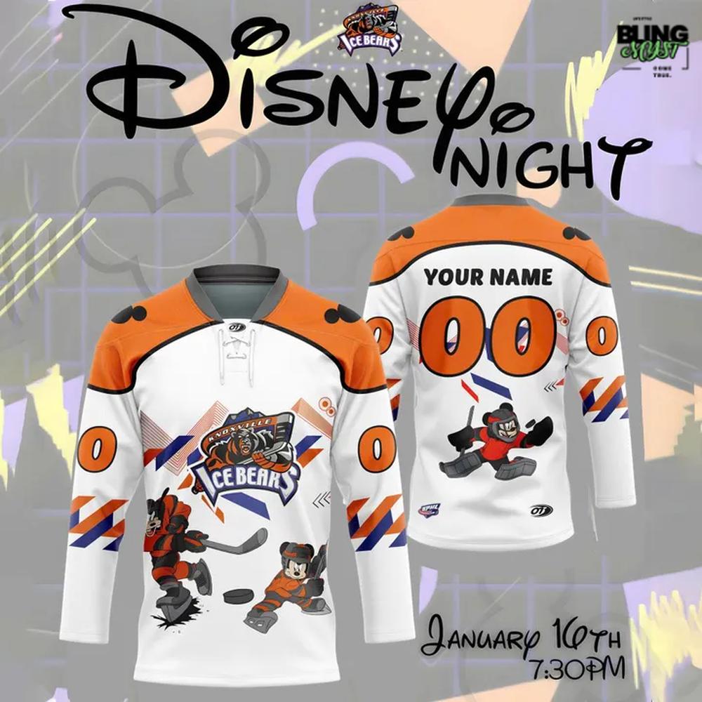 Knoxville Ice Bears Disney Night 2026 Special Edition Hockey Jersey