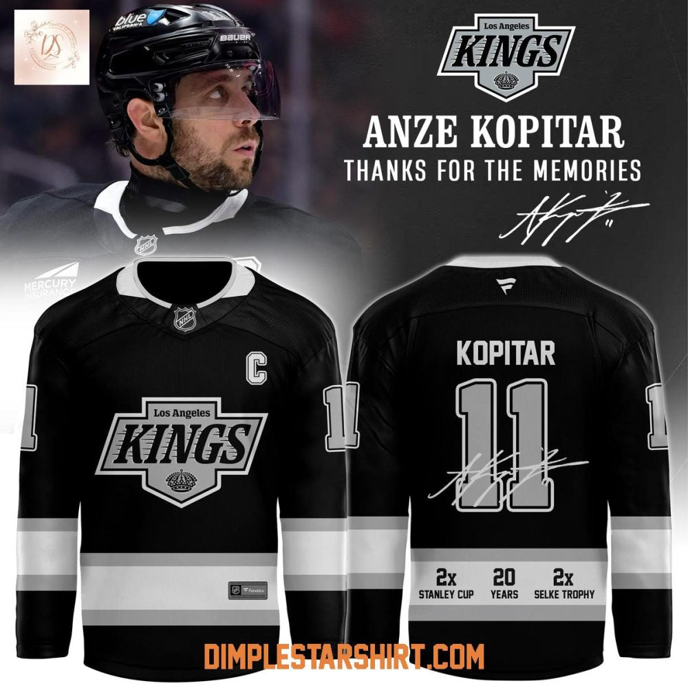 Los Angeles Kings Anze Kopitar Thanks For The Memories Hockey Jersey