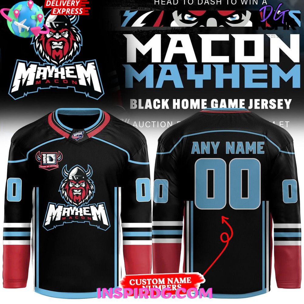 Macon Mayhem Back Home Game 2025 Hockey Jersey
