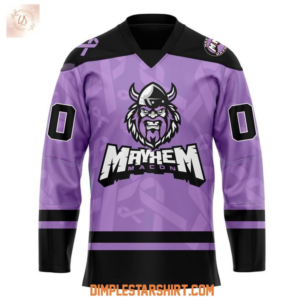 Macon Mayhem Fight Cancer Night 2025 Hockey Jersey