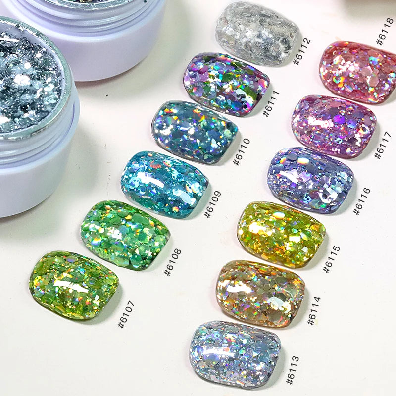 12 Colors 8g Big Glitter Gel gel Polish Nail Accessories Art Nail Soak Off LED UV  Long Lasting fk Off UV Nail Gel Painti
