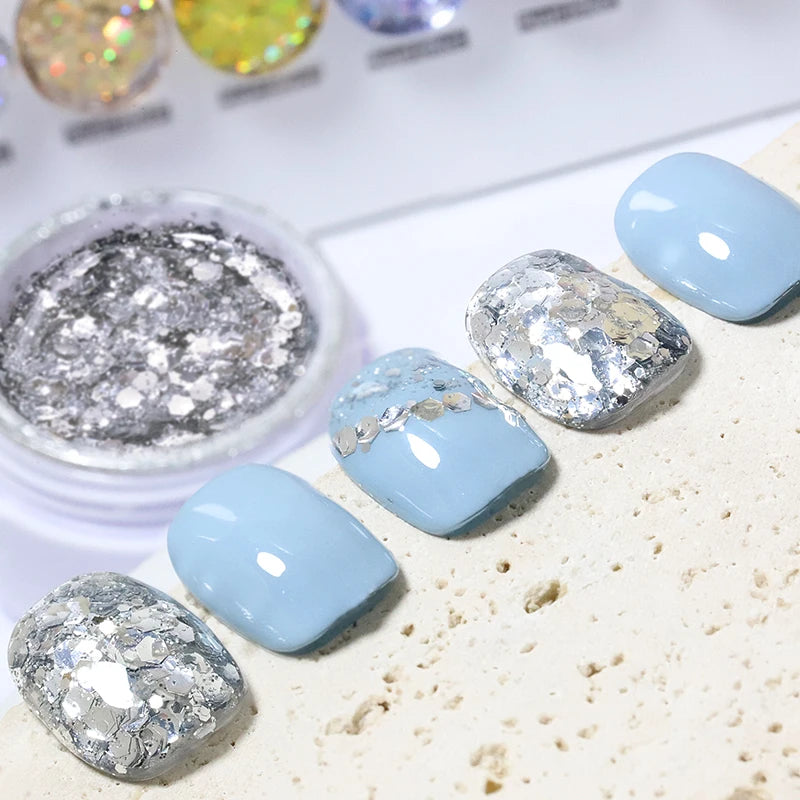 12 Colors 8g Big Glitter Gel gel Polish Nail Accessories Art Nail Soak Off LED UV  Long Lasting fk Off UV Nail Gel Painti