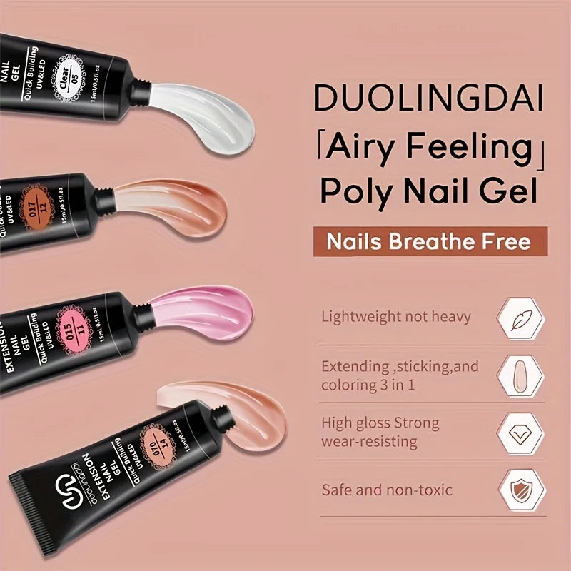 Set of Poly Nail Gel in Two Shades: Including a Builder Hybrid Jelly Gel, Base And Top Coat Gel Polish, Designed for Women