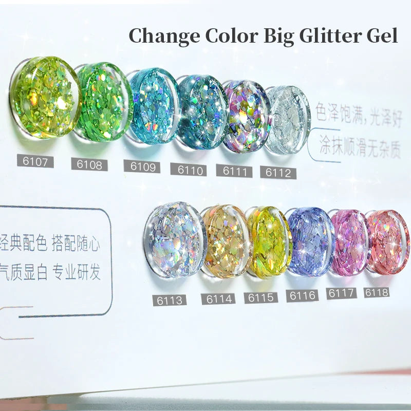 12 Colors 8g Big Glitter Gel gel Polish Nail Accessories Art Nail Soak Off LED UV  Long Lasting fk Off UV Nail Gel Painti