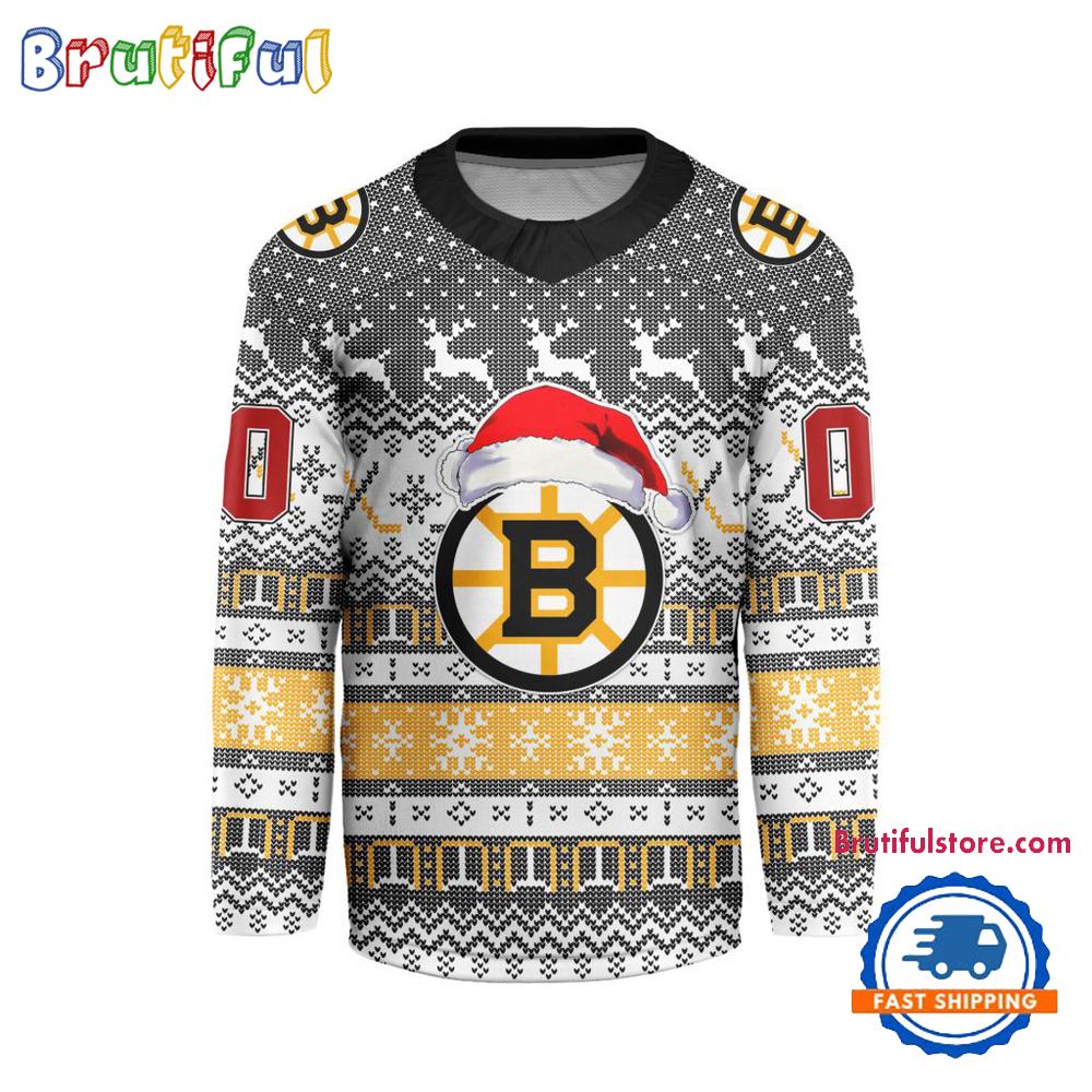 Boston Bruins 2025 NHL Christmas Personalized Hockey Jersey Design