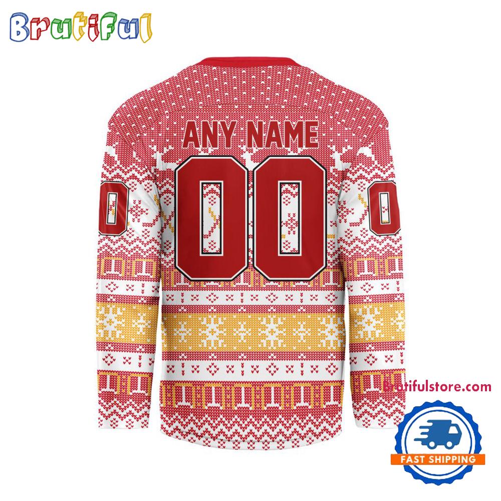Calgary Flames 2025 NHL Christmas Personalized Hockey Jersey Design