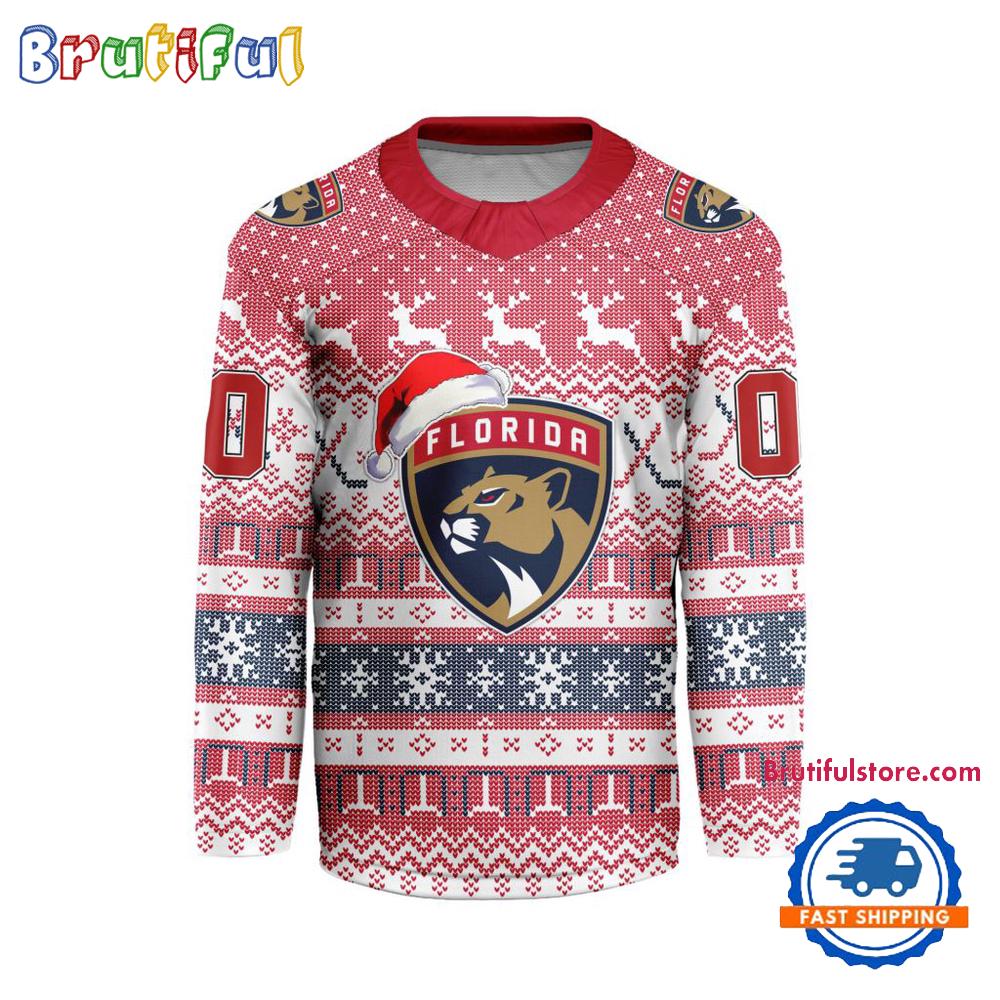 Florida Panthers 2025 NHL Christmas Personalized Hockey Jersey Design