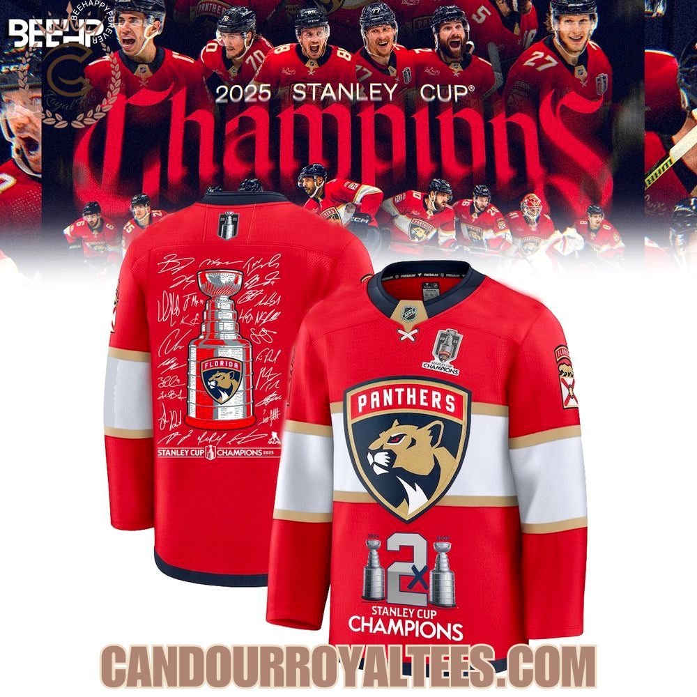 Florida Panthers 2025 Stanley Cup Champions Signature Hockey Jersey