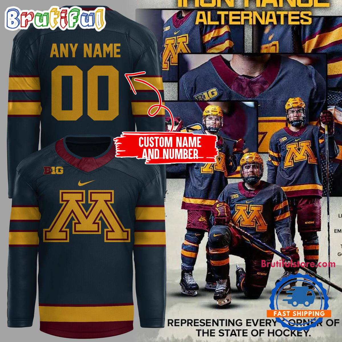 Minnesota Golden Gophers Special Iron Range Alternates Jersey Shirt