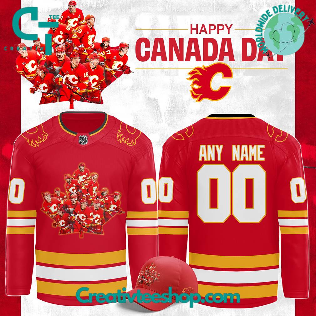 Calgary Flames 2025 Canada Day Custom Hockey Jersey