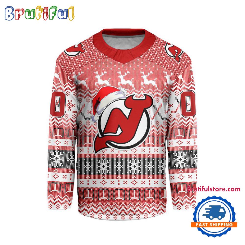 New Jersey Devils 2025 NHL Christmas Personalized Hockey Jersey Design
