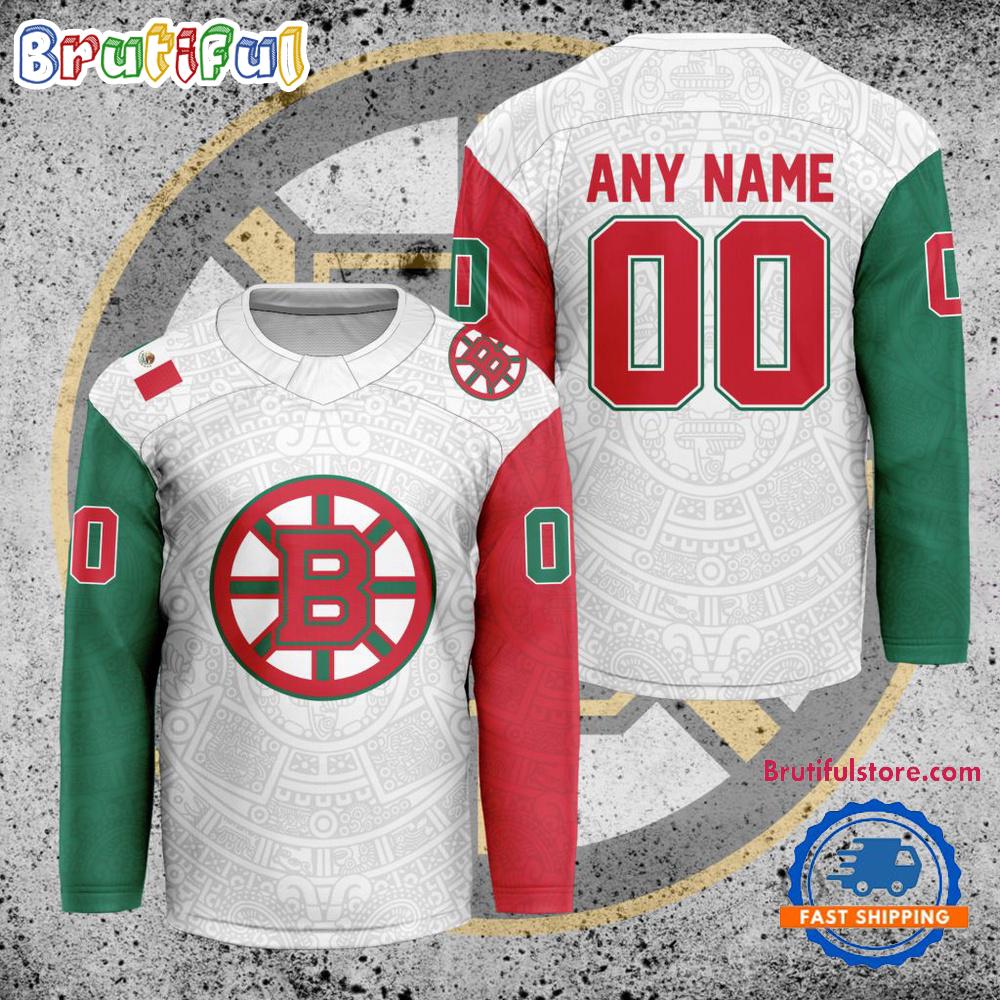 NHL Boston Bruins Personalized Mexican Heritage Hockey Jersey