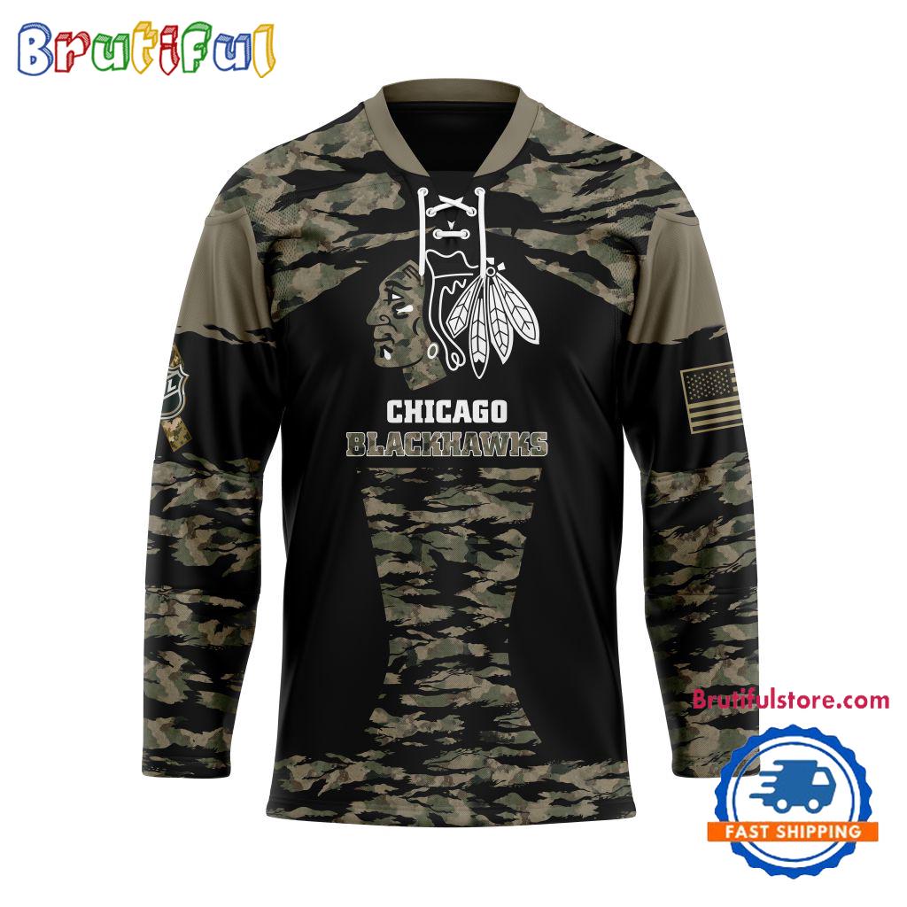 NHL Chicago Blackhawks Custom Honoring Veterans Camo Hockey Jersey
