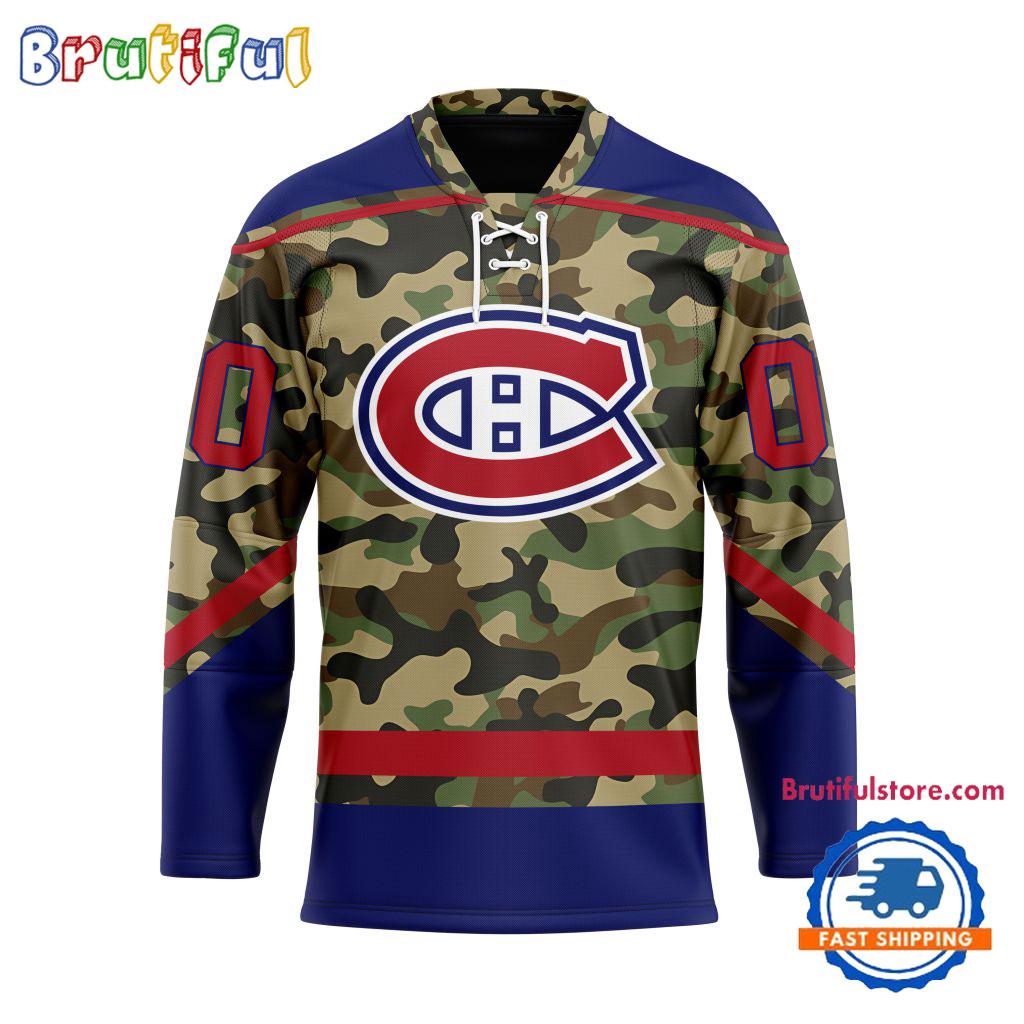 NHL Montreal Canadiens Camo Veterans Custom Hockey Jersey