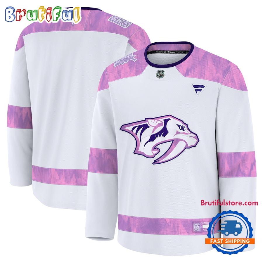 NHL Nashville Predators 2024 Hockey Fights Cancer Practice Jersey Shirt
