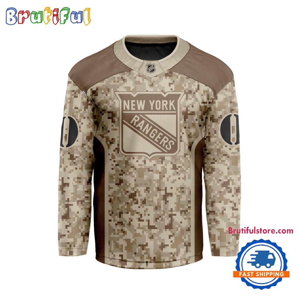 NHL New York Rangers Special Veterans Military Desert Camouflage Design Hockey Jersey