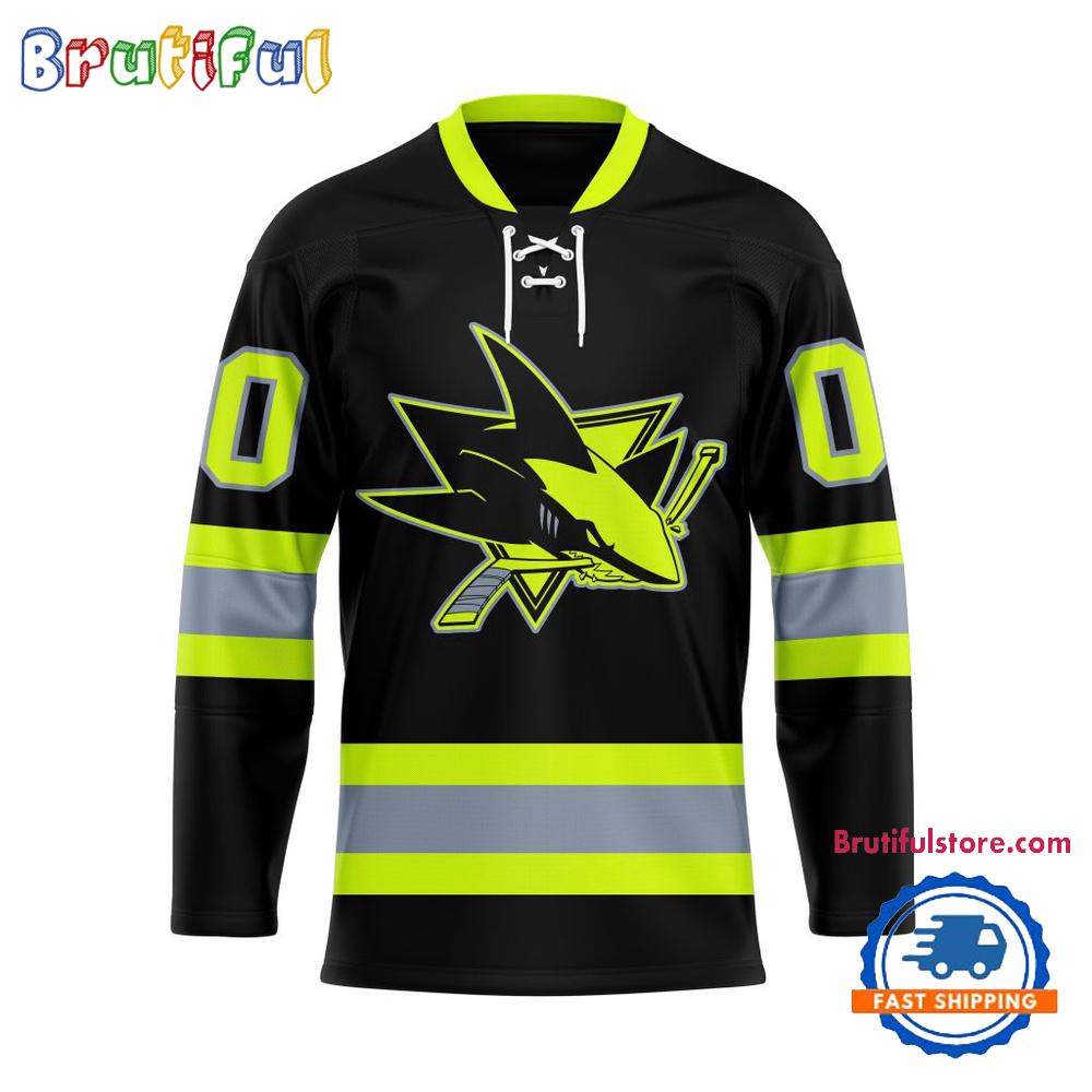 NHL San Jose Sharks Honoring Firefighters Lace Hockey Jersey