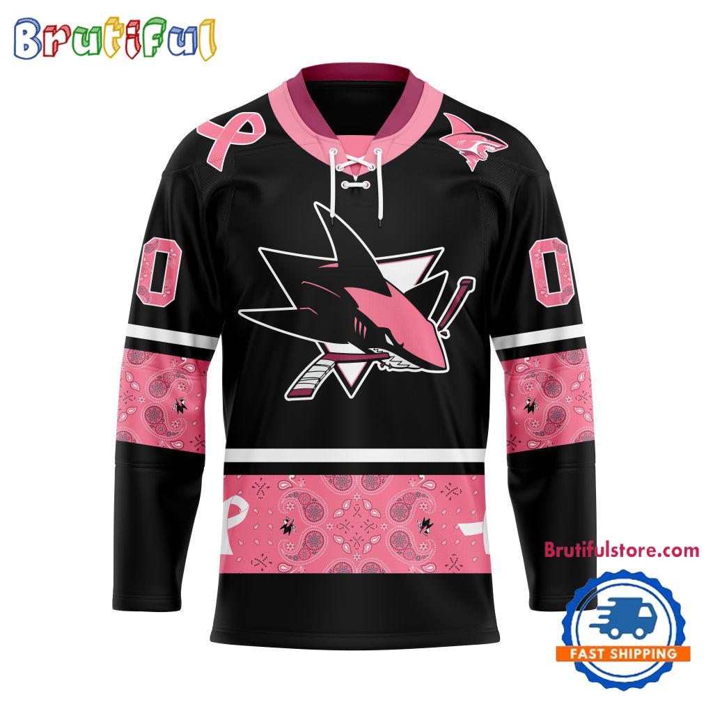 NHL San Jose Sharks In October We Wear Pink Breast Cancer Design Hockey Jersey
