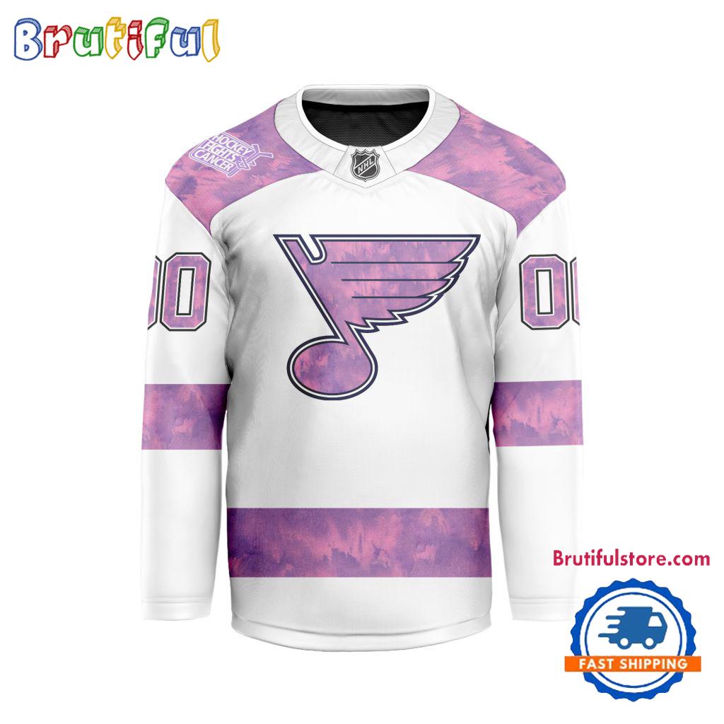 NHL St. Louis Blues Personalized Hockey Fights Cancer Design Jersey