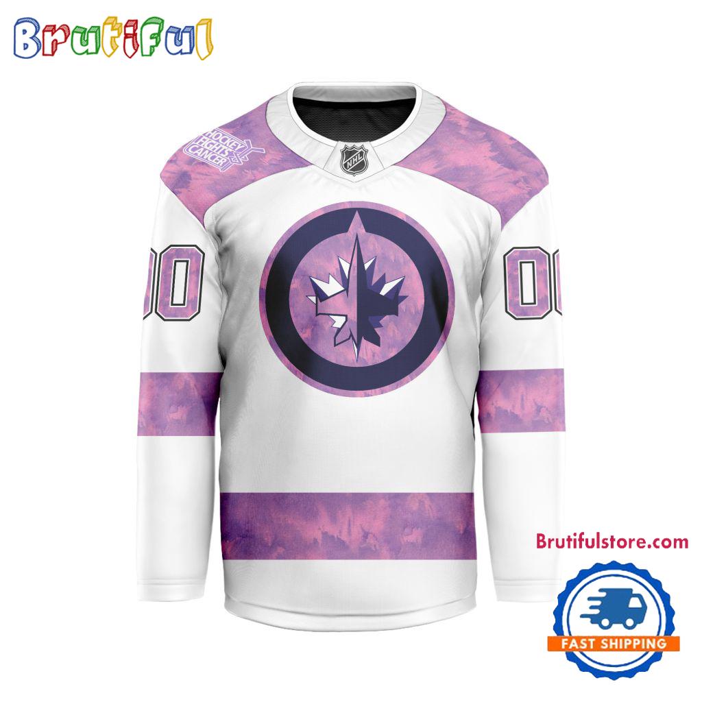 NHL Winnipeg Jets Personalized Hockey Fights Cancer Design Jersey