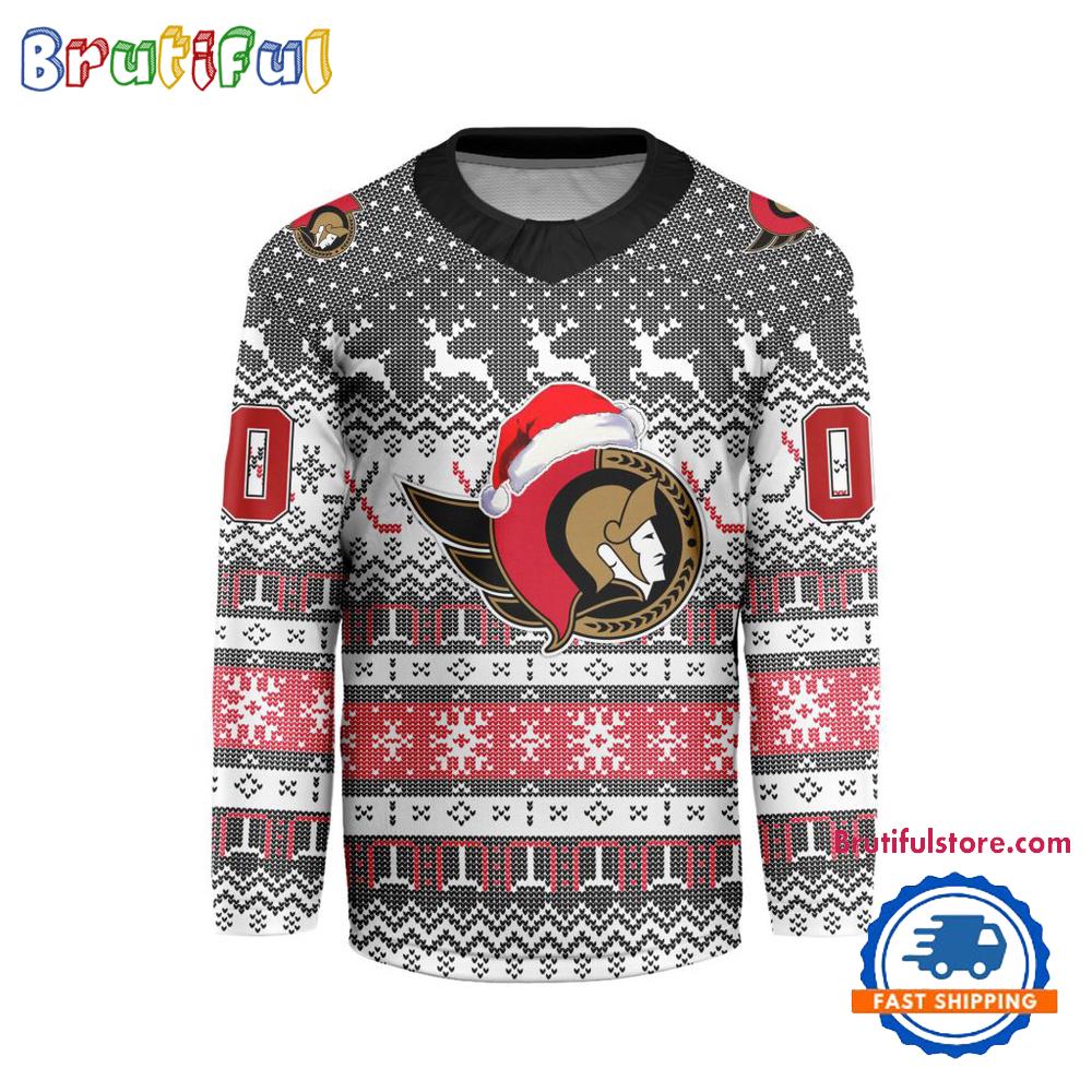 Ottawa Senators 2025 NHL Christmas Personalized Hockey Jersey Design