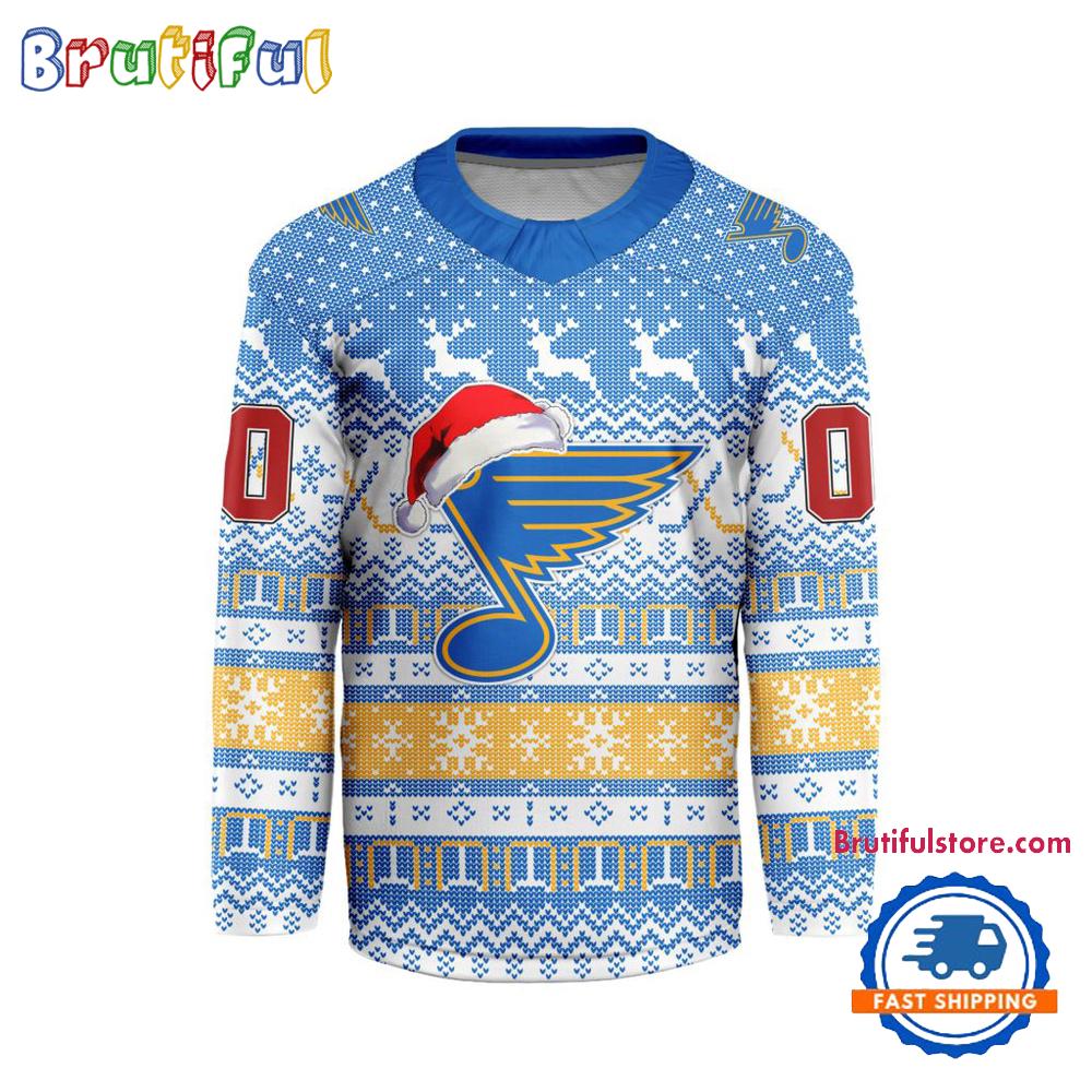 St. Louis Blues 2025 NHL Christmas Personalized Hockey Jersey Design