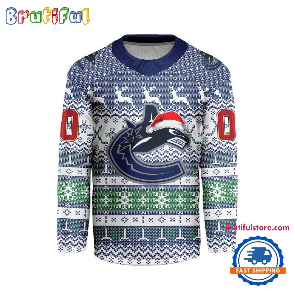 Vancouver Canucks 2025 NHL Christmas Personalized Hockey Jersey Design